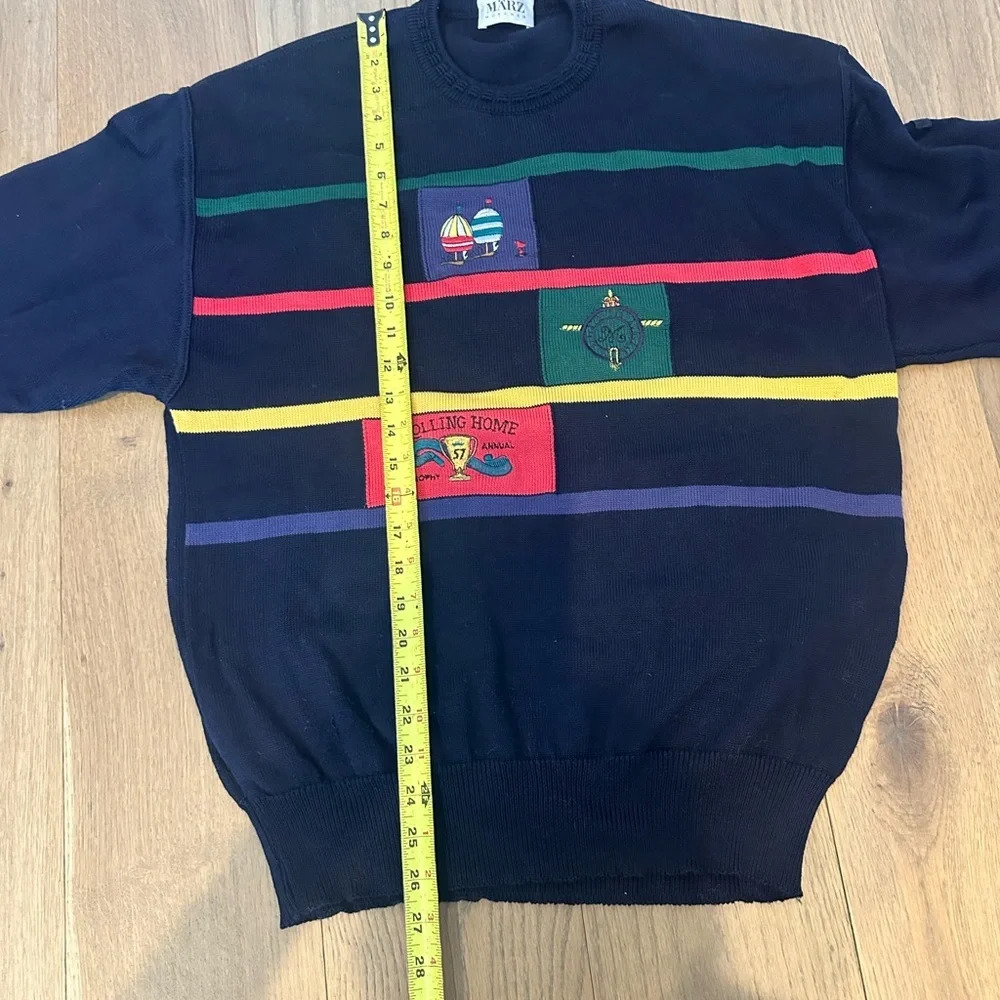 Vintage Marz Munchen Men's 100% Cotton Sweater Navy Small - Picture 6 of 8